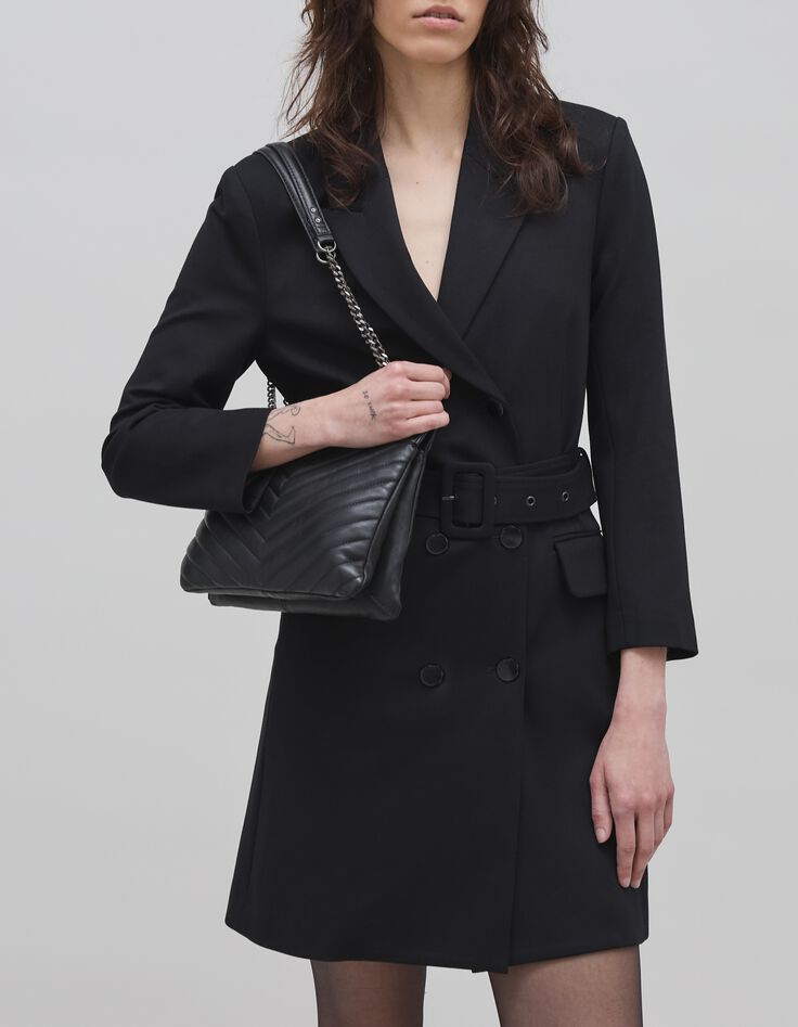 Belted black trench dress Milano Women's mesh-2