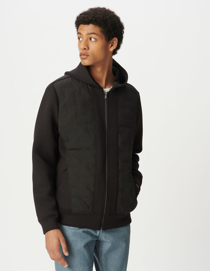 Men's black mixed-fabric light padded jacket-4 Men's black mixed-fabric light padded jacket-4