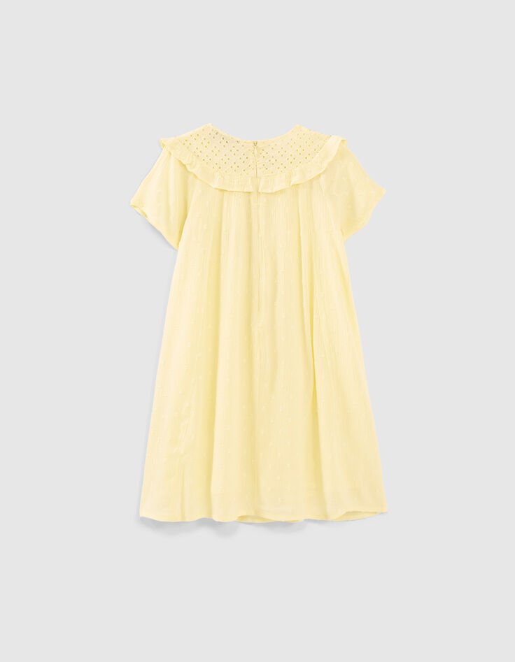 Robe lemon broderie et jacquard plumetis fille -3