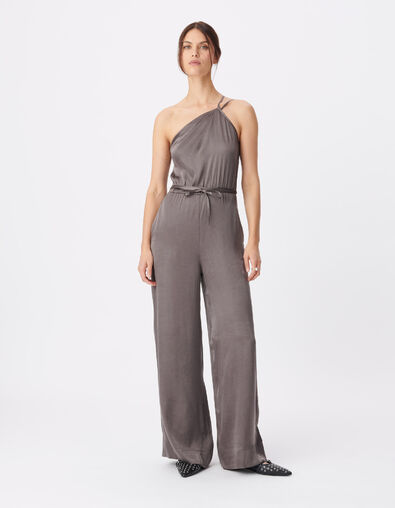 Grey Lyocell&reg; jumpsuit asymmetrical for women - IKKS