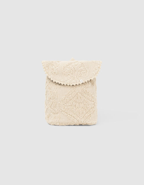 Sac à dos blanc cassé tricotage fantaisie bébé fille