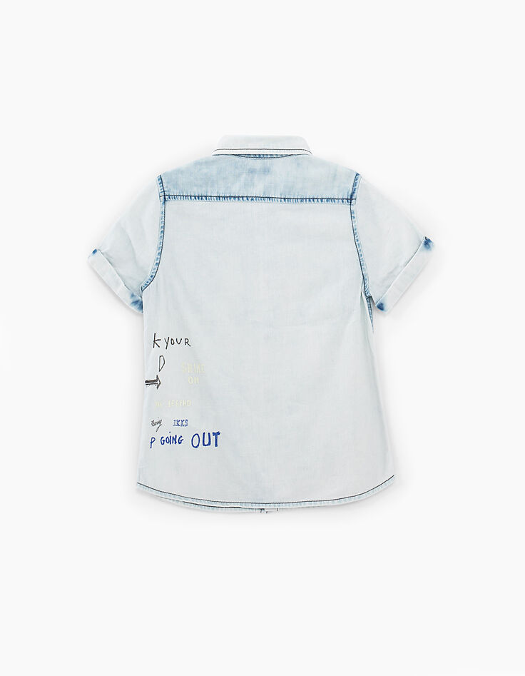 Boys’ bleach blue printed denim shirt -4