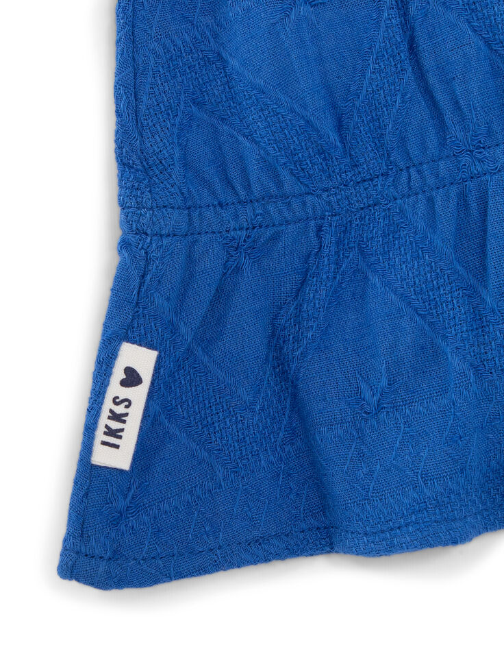 Blaues Jacquard-Mädchentop mit aufgestickten Trägern-4
