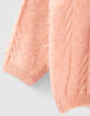 Baby girls’ powder pink decorative knit hooded cardigan-5