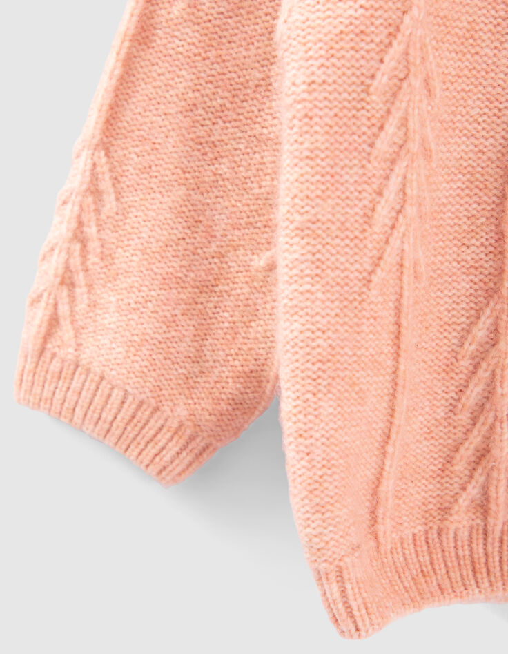 Baby girls’ powder pink decorative knit hooded cardigan-5