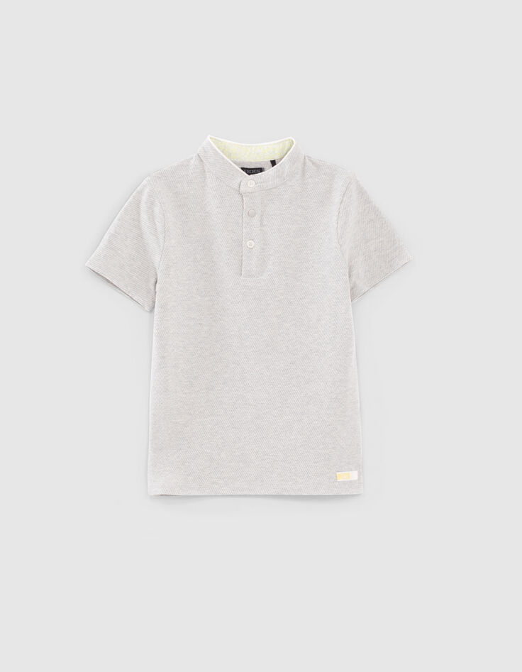 Polo gris chin&eacute; maille fantaisie gar&ccedil;on-2
