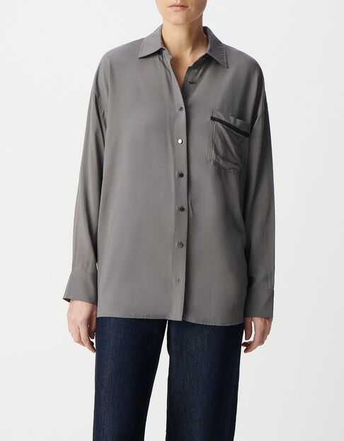 Chemise gris moyen oversize détail bijoux Femme - IKKS