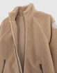 Cárdigan beige sherpa reciclado bolsillos cremallera niño-5