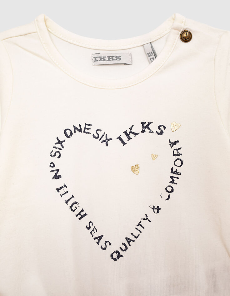 Baby girls' white T-shirt and navy shorts outfit-4