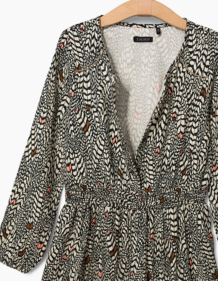 Robe 2 en 1 écrue imprimée et sweat doudou fille-6 Robe 2 en 1 écrue imprimée et sweat doudou fille-6