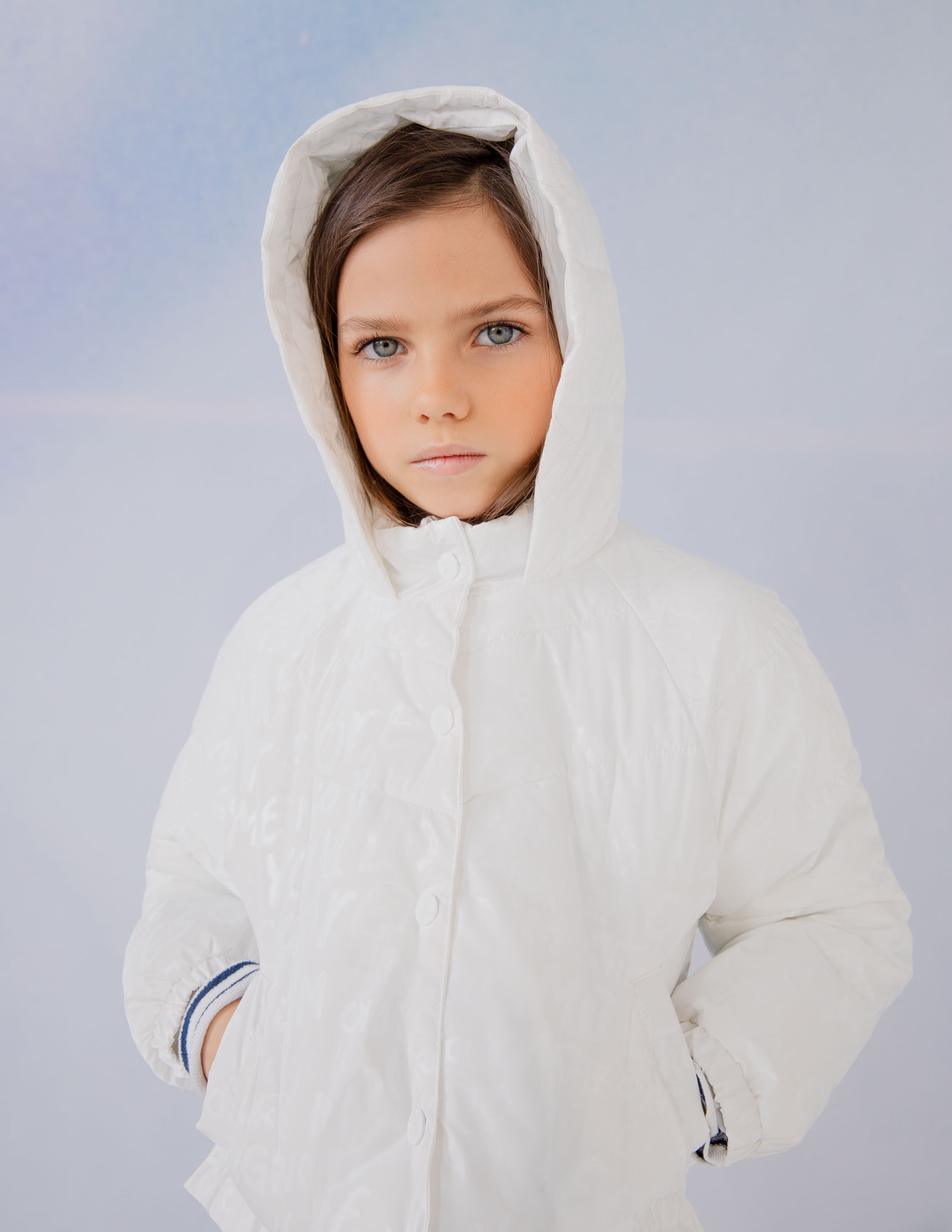 Doudoune blanche motif typo ton sur ton fille IKKS