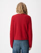 Cardigan rouge tricot mousseux 100% laine Femme-4