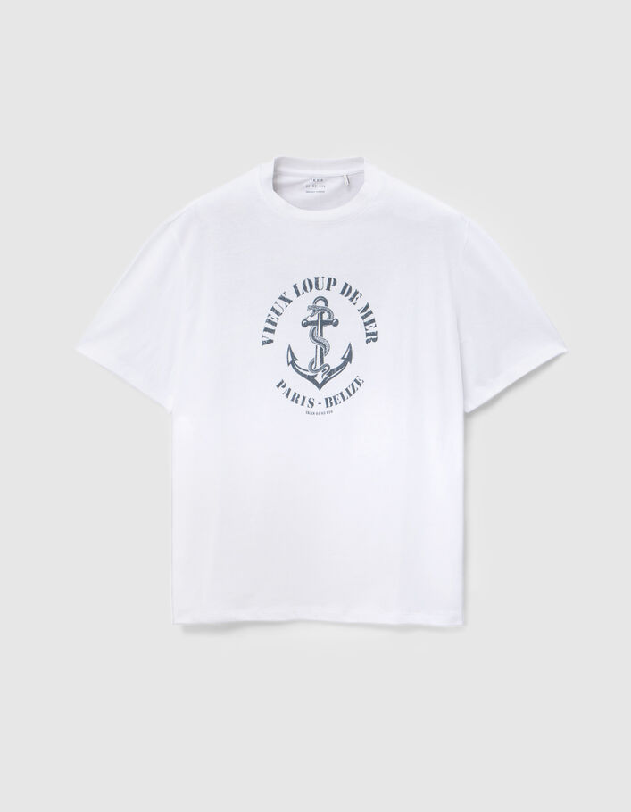 Weißes Herren-T-Shirt mit Anker und Schlange - IKKS