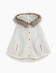 Girls’ ecru hooded cape with faux-fur trimmed hood-2