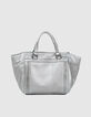 Sac cabas cuir argent LE 1440 MEDIUM SILVER matelassage chevrons femme-3