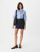 Chemise oversize blanche motif rayures bleues Femme-2