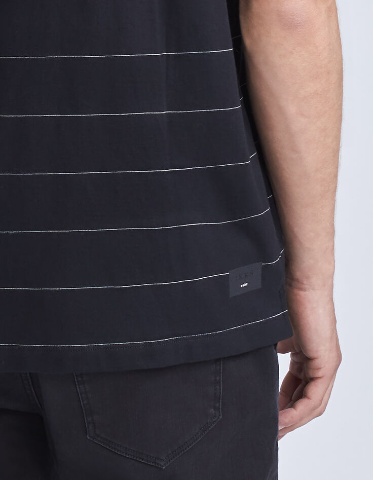 Men’s black t-shirt with ecru stripes-4