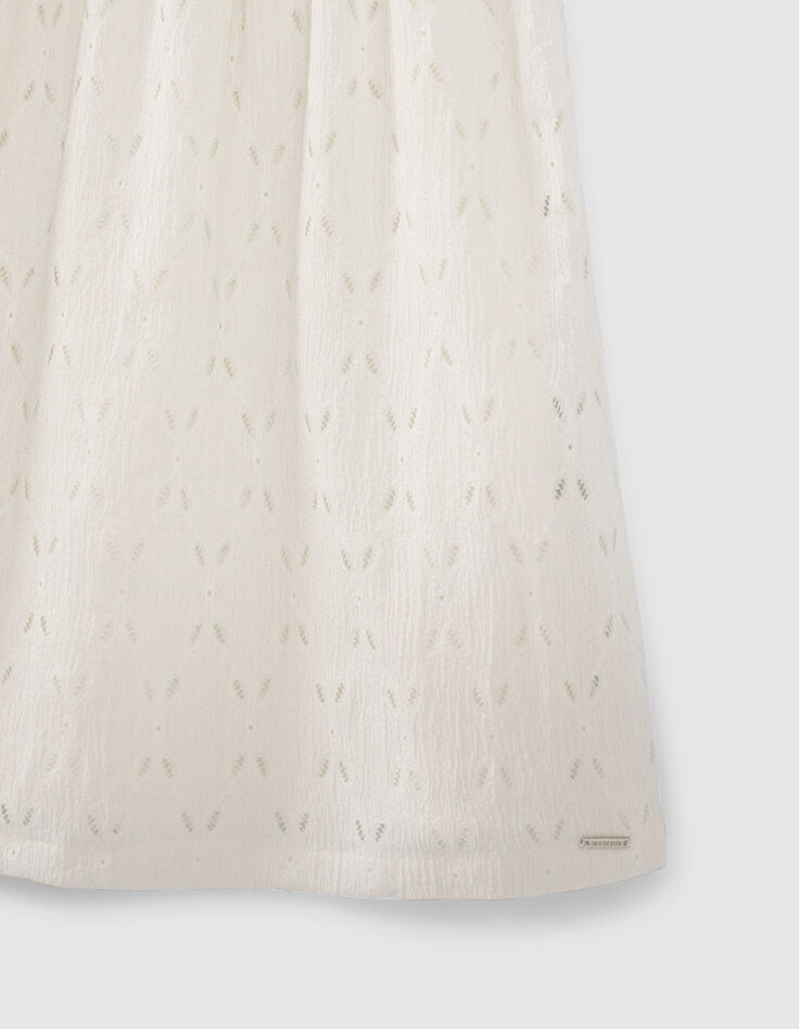 Cremewei&szlig;es M&auml;dchenkleid  mit Ajours-Spitze-3