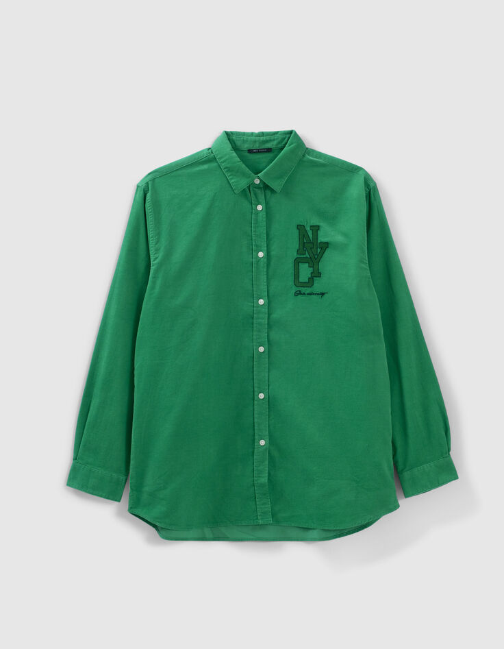 Women’s green organic needlecord shirt-5 Women’s green organic needlecord shirt-5