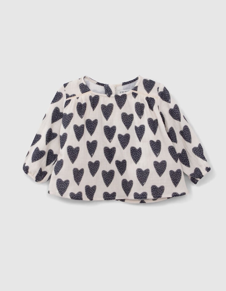 Ensemble 2-en-1 blouse coeurs et short camel bébé fille-3 Ensemble 2-en-1 blouse coeurs et short camel bébé fille-3