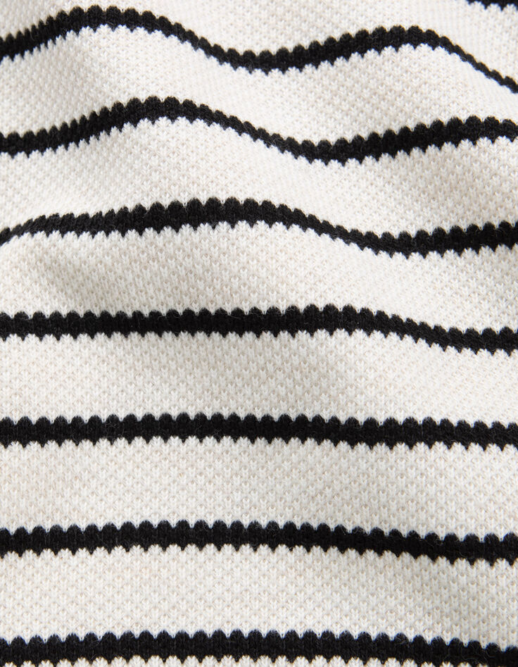 Chaqueta cruda punto piqué rayas negras Mujer-8