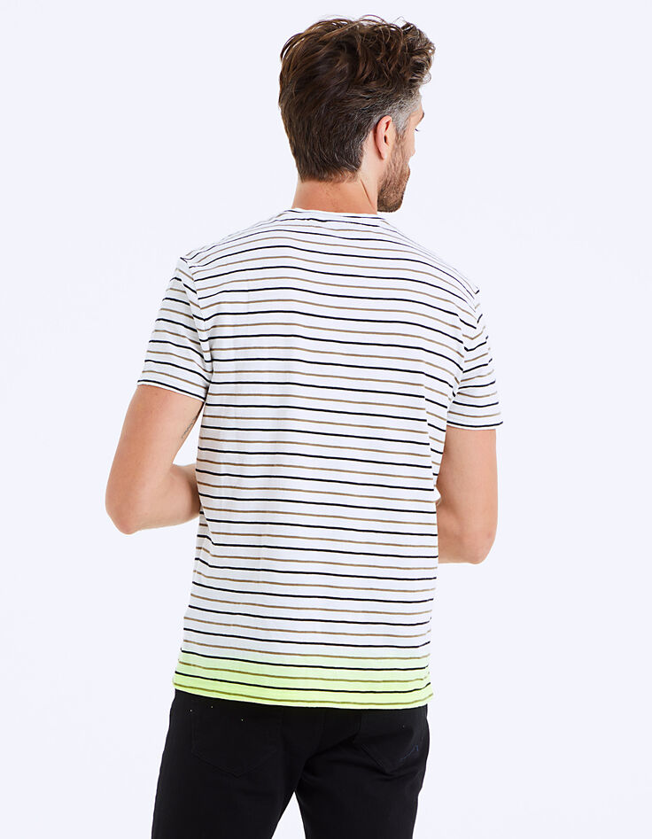 Off-White Herren-T-Shirt, gestreift und Tie-Dye-Effekt-3