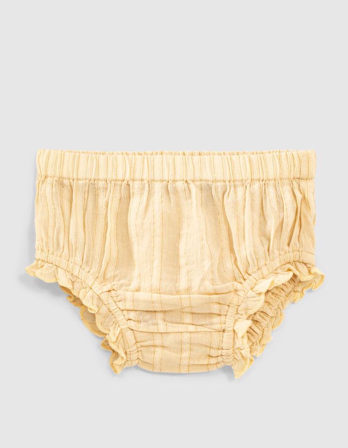 Robe jaune blé bi matière avec bloomer bébé fille-5