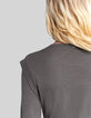 Graues Damen-T-Shirt mit kleinen Perlen an den Schultern-7