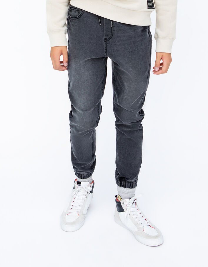 Jean JOGGER noir délavé garçon-6