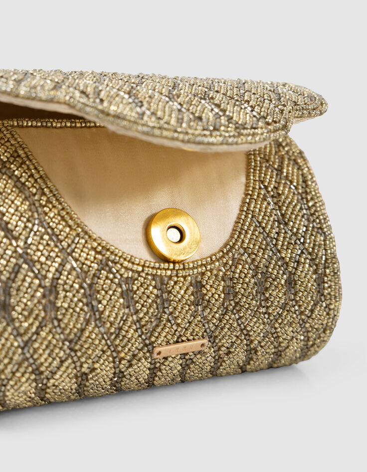 Sac à main doré brodé perles fille-5