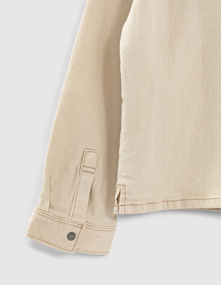 Elfenbeinfarbenes Jungenoberhemd aus Jeansstoff-5