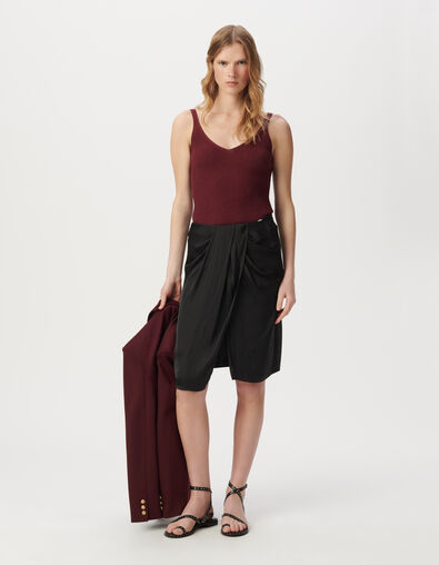 Schwarzer Damenrock recycelter Polyester Pareo-Stil - IKKS