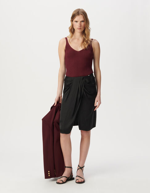 Jupe noire polyester recyclé drapé esprit paréo Femme - IKKS