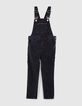 Graue M&auml;dchenlatzhose aus Jeansstoff mit Tennisstreifen-1