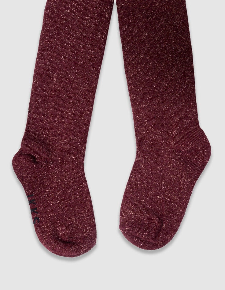 Bordeauxrote Mädchenstrumpfhose mit Kupferglitzer-2 Bordeauxrote Mädchenstrumpfhose mit Kupferglitzer-2