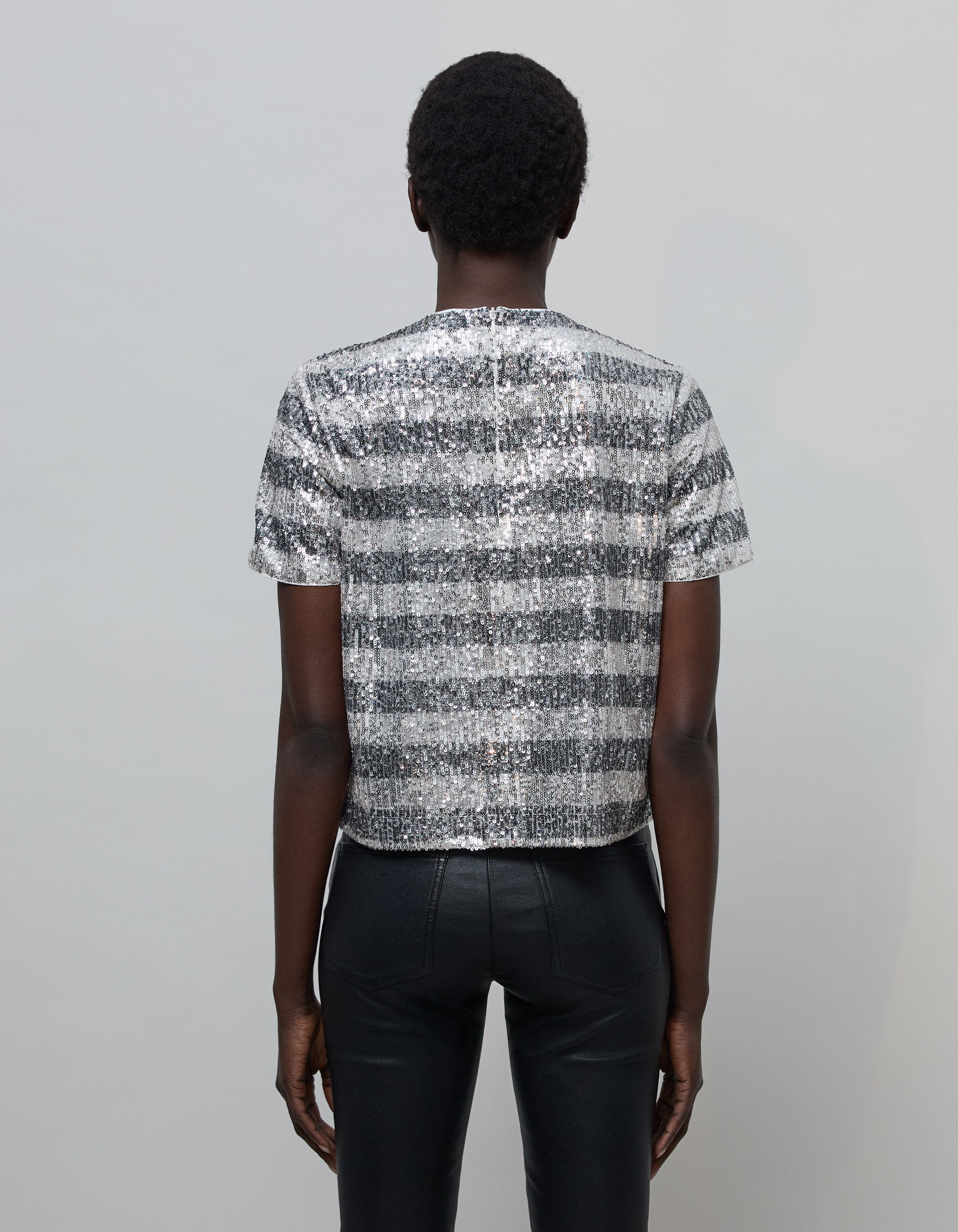 Women s sequin embroidered stripes top IKKS
