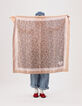 Girls’ pink square scarf, autumn flower print-1