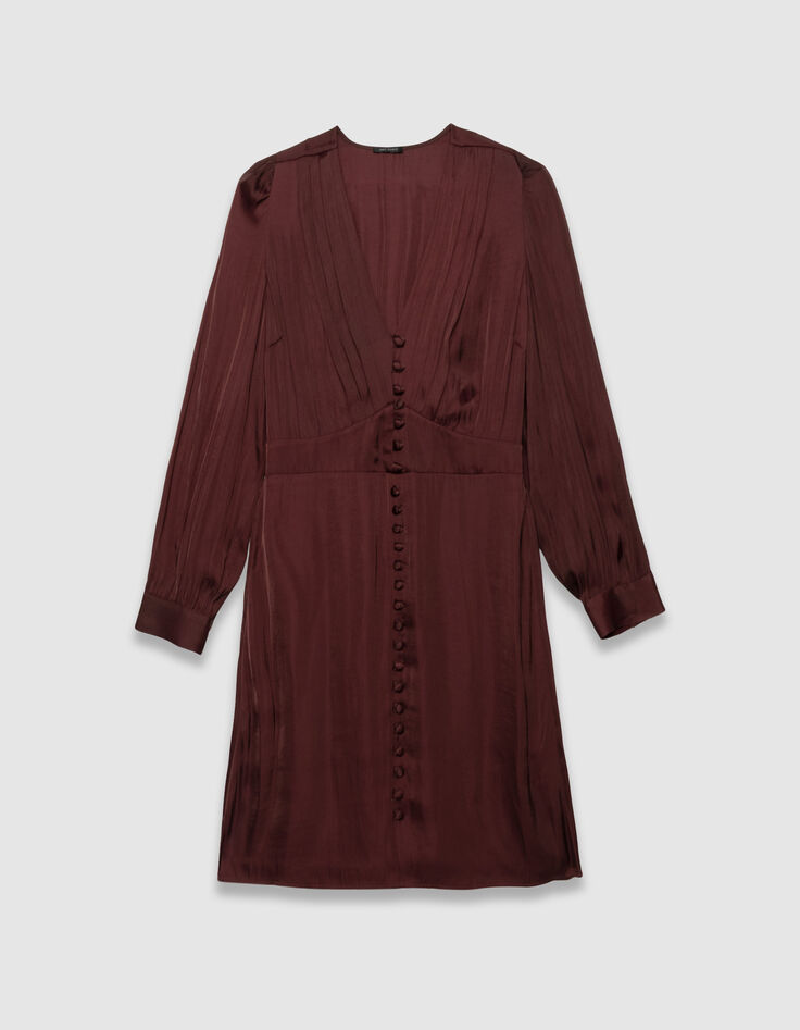 Women’s burgundy dress with covered buttons-5