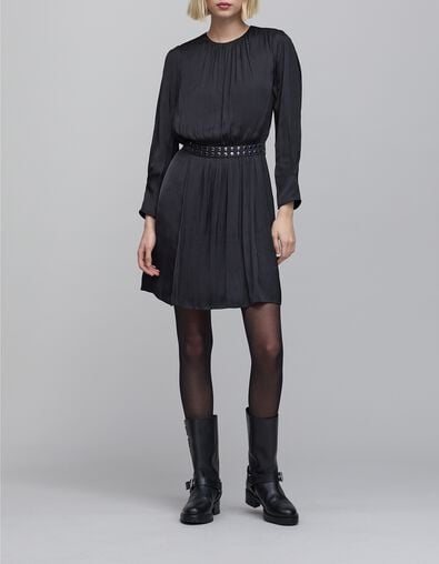 Zwart damesjurkje met studs in tailleband - IKKS