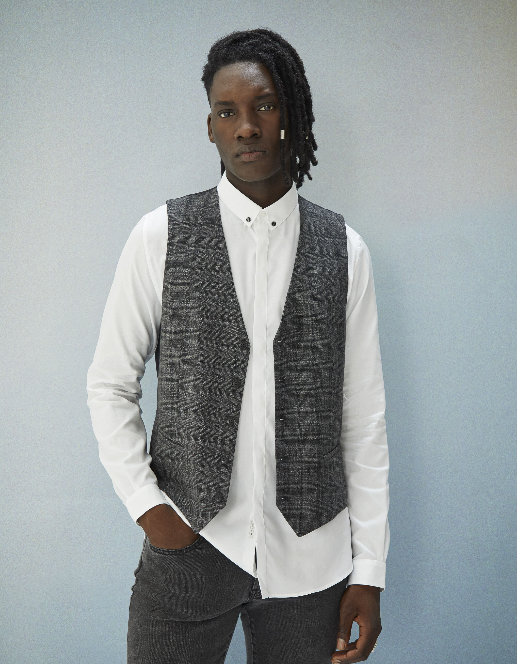 White shirt grey waistcoat hotsell