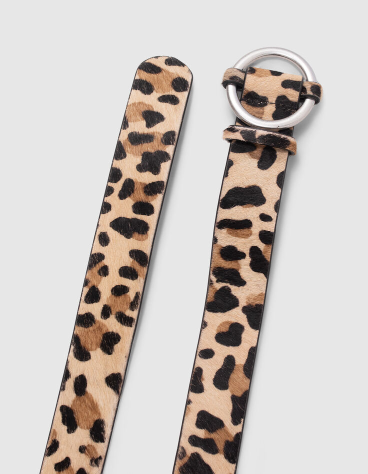 Cognac leren riem vachteffect luipaardmotief Dames-4