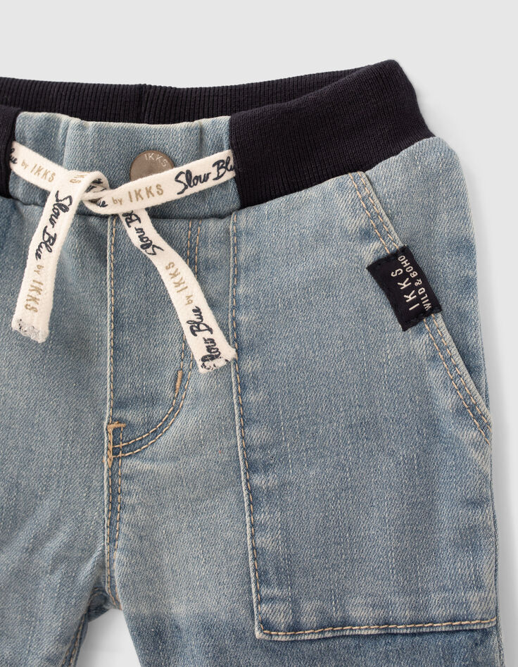 Blaue Bermudas mit Gummizug am Bund für Babyjungen-4