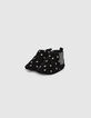 Boots noirs cuir velours à étoiles argent bébé fille -1