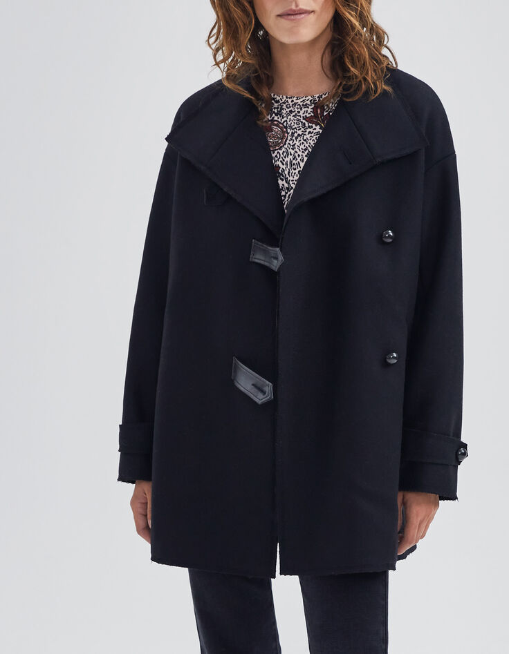 Women’s black pea coat with rock details-2