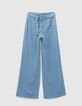 Denim wide leg ceinturé taille haute femme-5