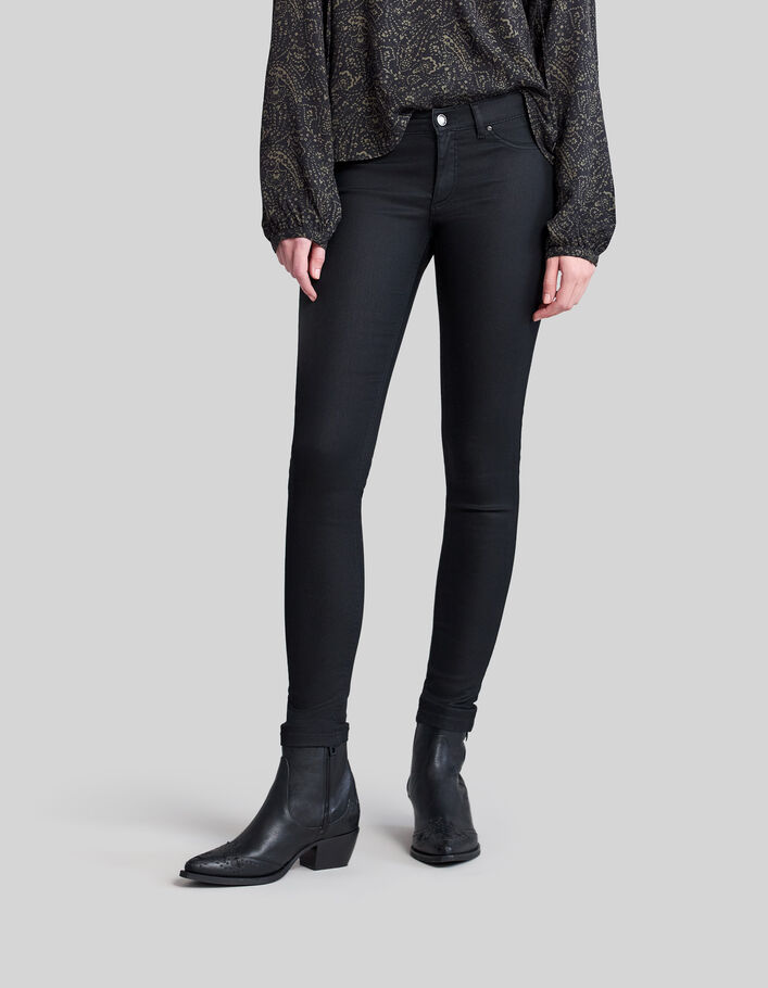 JEGGING noir glossy taille basse femme-2
