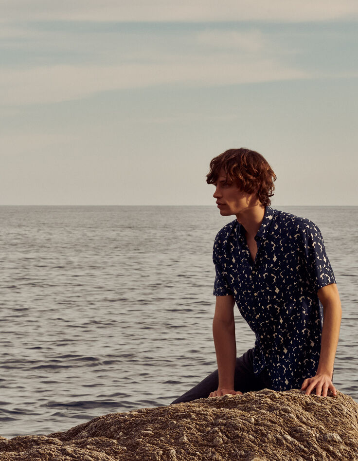 Chemise REGULAR marine à fleurs Homme-1