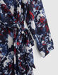 Marineblauwe jurk gerecycleerd batik-print Dames-4