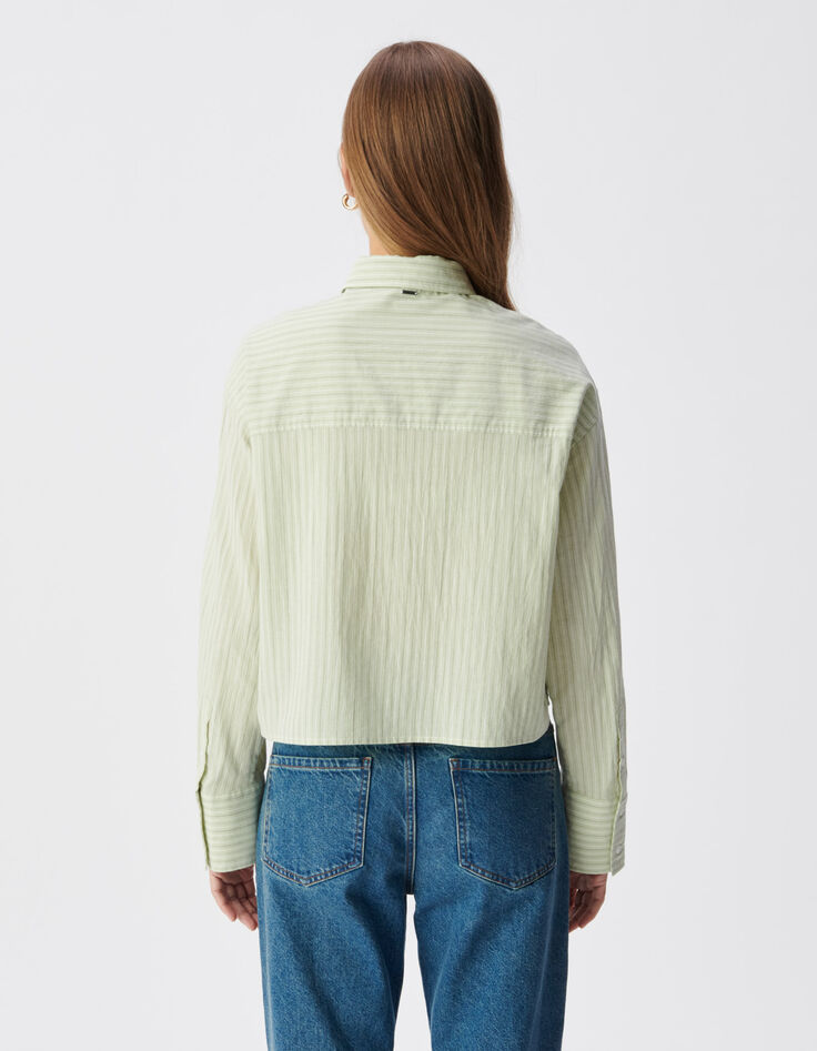 Gr&uuml;n gestreiftes Hemd mit Krawatte f&uuml;r Damen-3