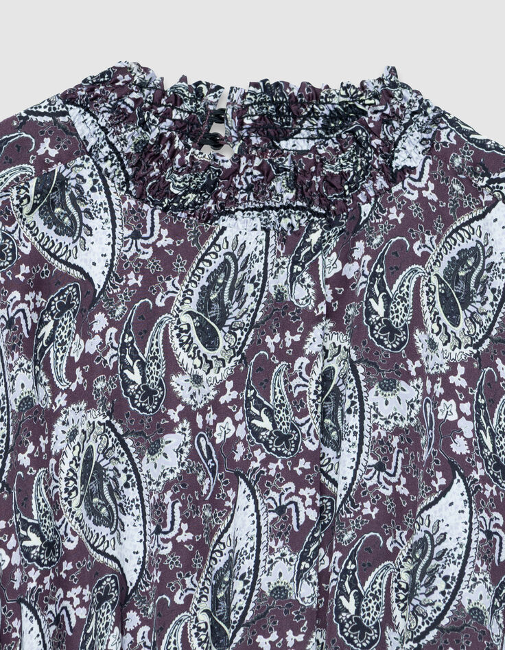 Women's burgundy paisley dress-2